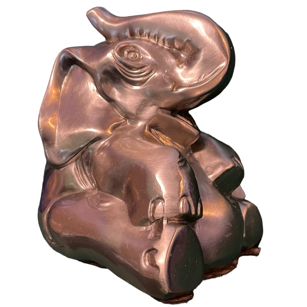 Vintage Metalworks Elephant Sculpture Shelf Art Handmade Made in USA 5” Accent